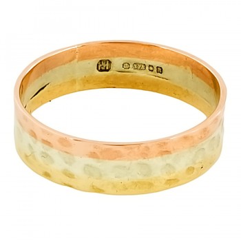 9ct gold 3-tone 1.8g Band Ring Ring size O